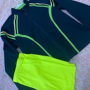 Vintage track jacket with neon biker shorts